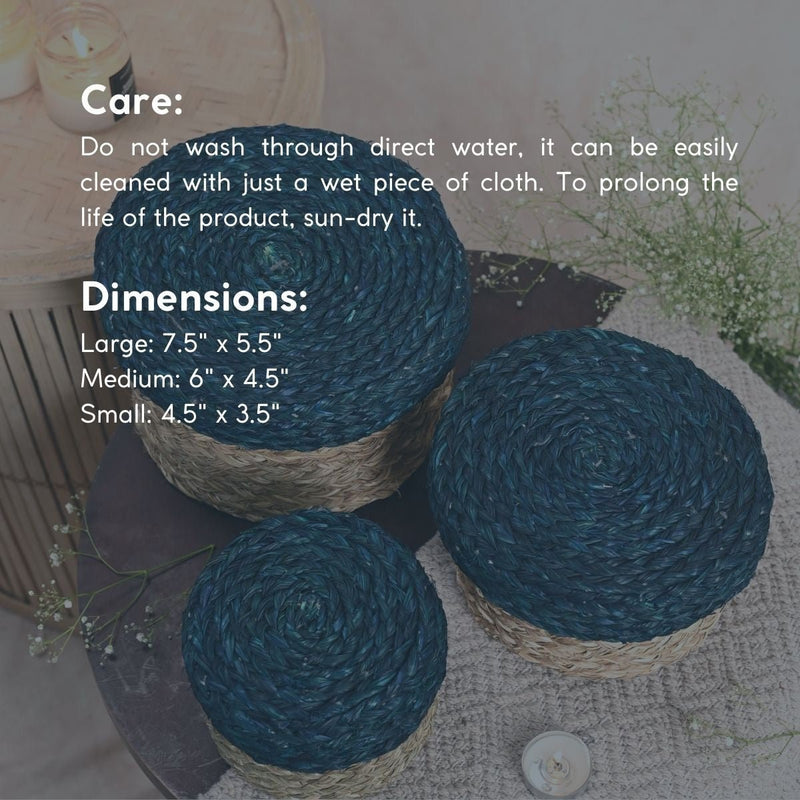 Handmade Sabai Gift Box- Indigo | Set of 3 | Verified Sustainable Baskets & Boxes on Brown Living™