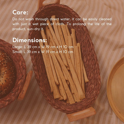 Handmade Sabai Grass Bread Basket - Large - Brown – Trays & Platters on Brown Living™. SKU: BSL36BRN. Img 5.