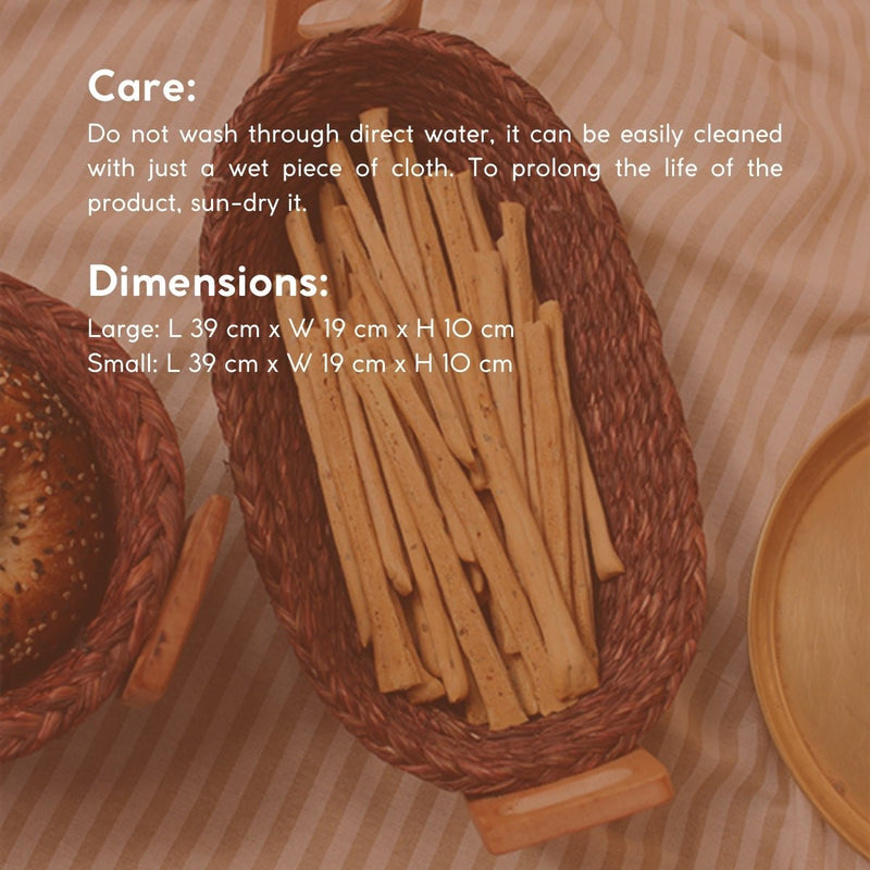 Handmade Sabai Grass Bread Basket-Large-Brown | Verified Sustainable Trays & Platters on Brown Living™