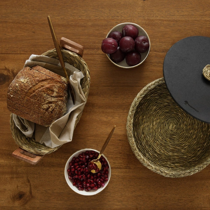 Handmade Sabai Grass Bread Basket-Small-Natural | Verified Sustainable Trays & Platters on Brown Living™