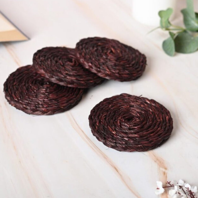Handmade Sabai Grass Coasters - Brown | Verified Sustainable Table Essentials on Brown Living™