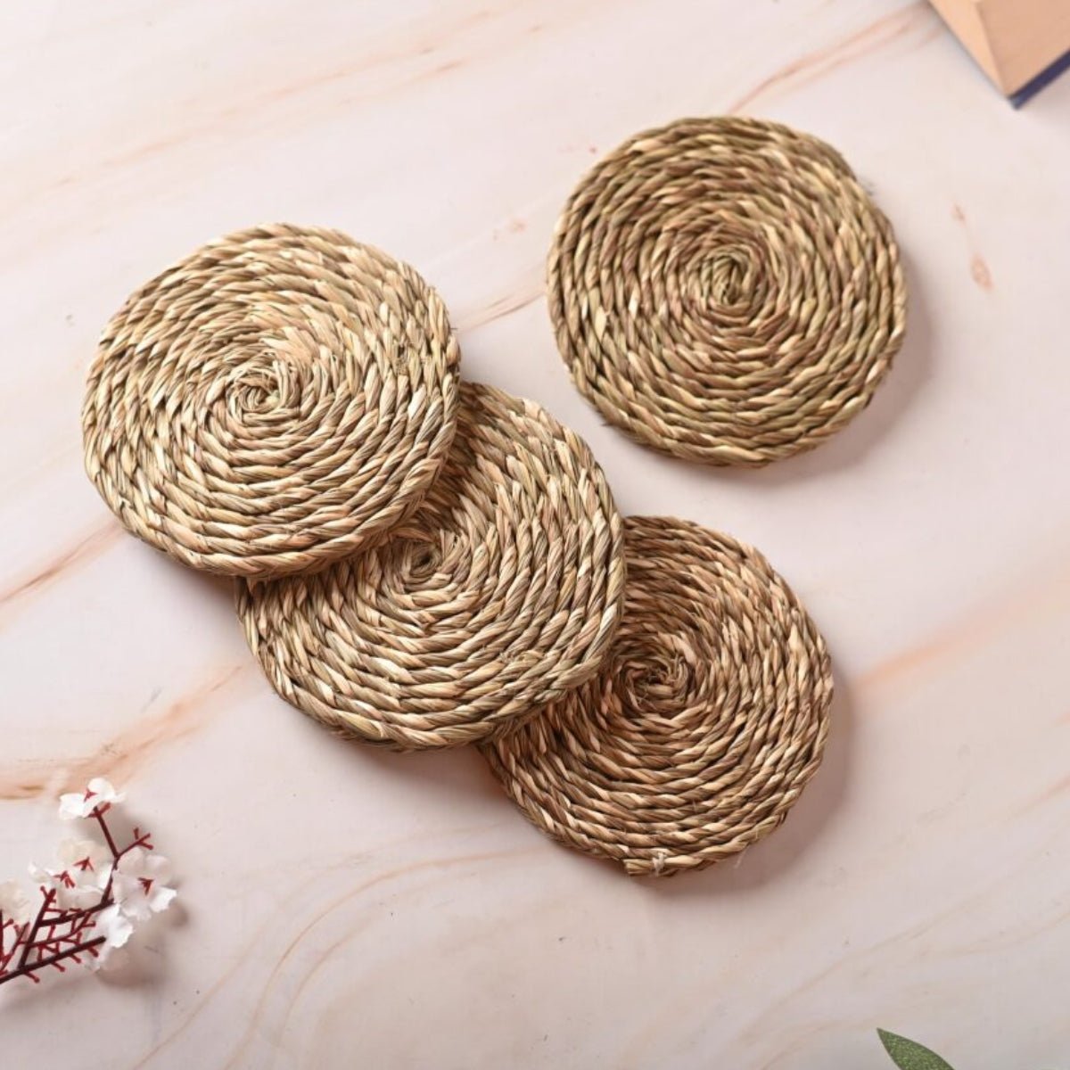 Handmade Sabai Grass Coasters - Natural | Verified Sustainable by Brown Living™