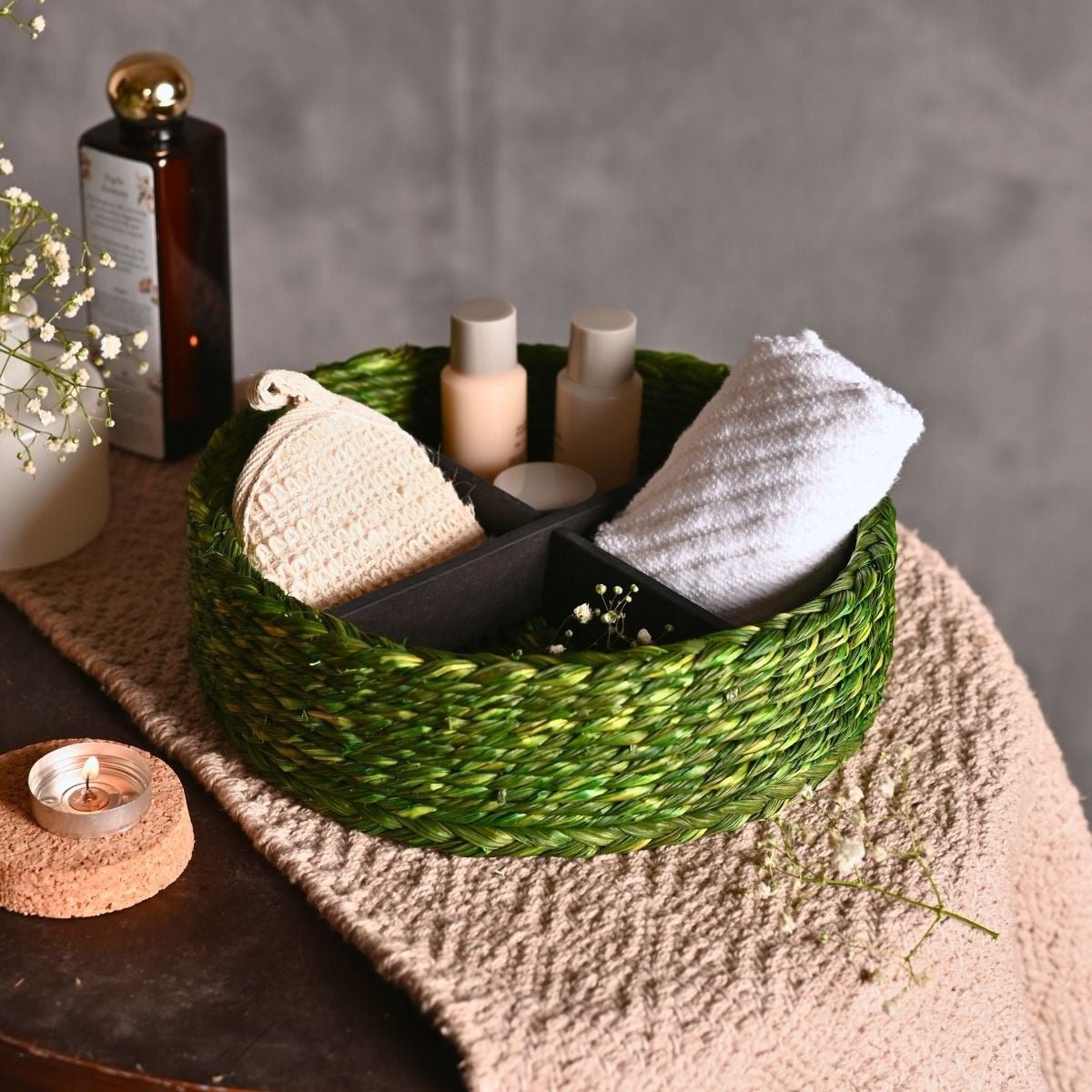 Handmade Sabai Grass Jewellery Box - Green | Verified Sustainable by Brown Living™