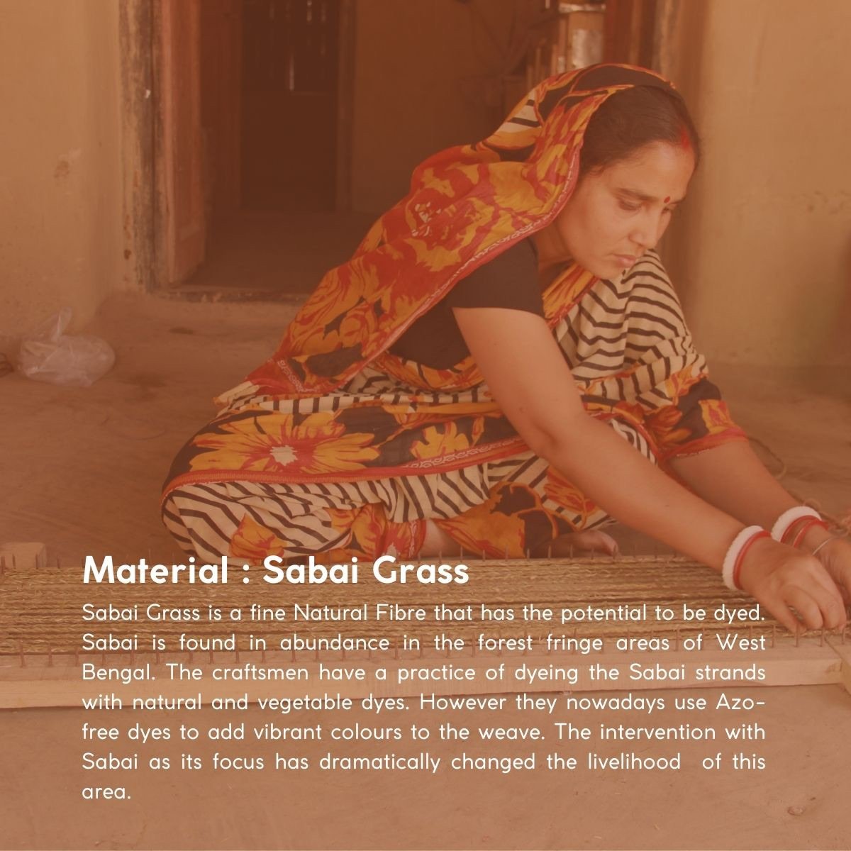 Handmade Sabai Grass Jewellery Box - Orange | Verified Sustainable by Brown Living™