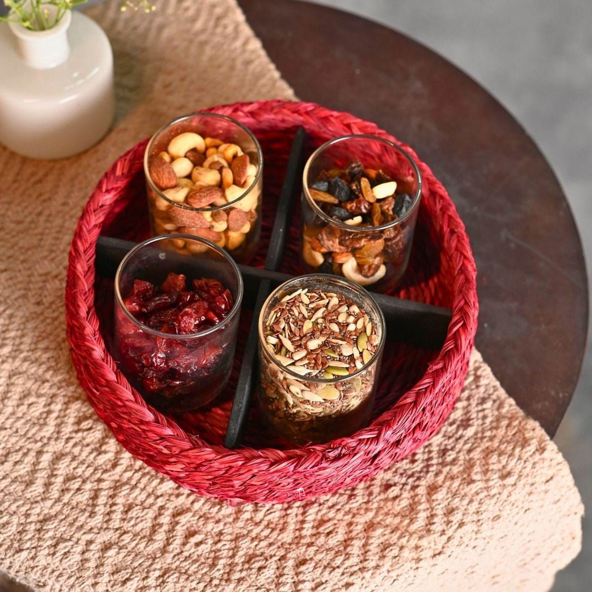 Handmade Sabai Grass Jewellery Box - Red | Verified Sustainable by Brown Living™