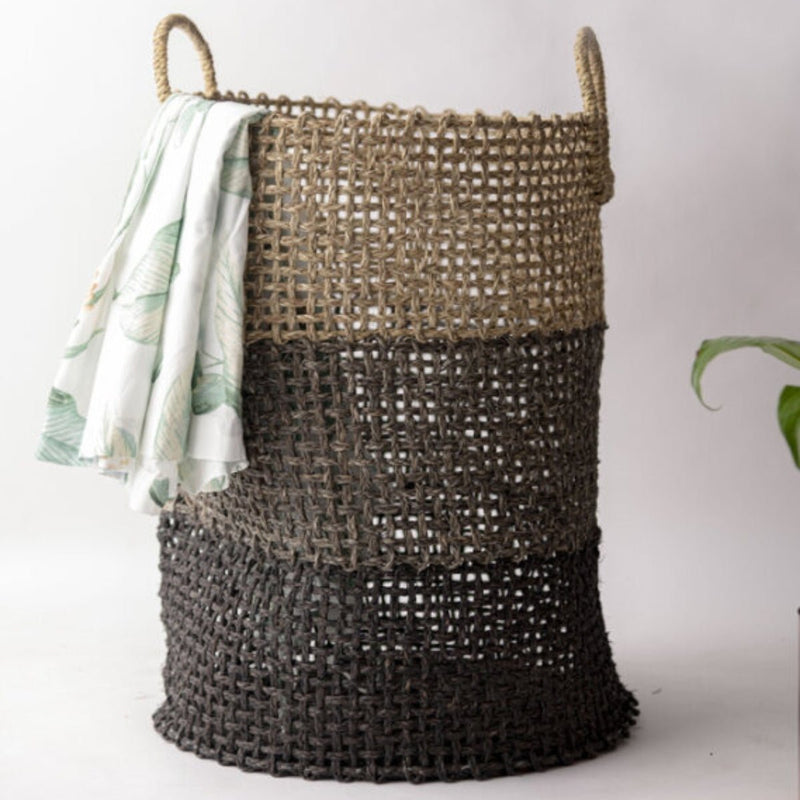 Handmade Sabai Grass Laundry Basket - Black | Verified Sustainable Baskets & Boxes on Brown Living™