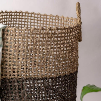 Handmade Sabai Grass Laundry Basket - Black | Verified Sustainable by Brown Living™