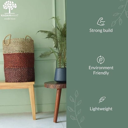 Handmade Sabai Grass Laundry Basket - Brown | Verified Sustainable by Brown Living™