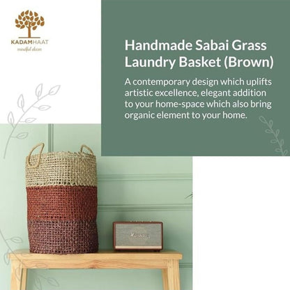 Handmade Sabai Grass Laundry Basket - Brown | Verified Sustainable by Brown Living™