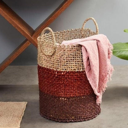 Handmade Sabai Grass Laundry Basket - Brown | Verified Sustainable by Brown Living™