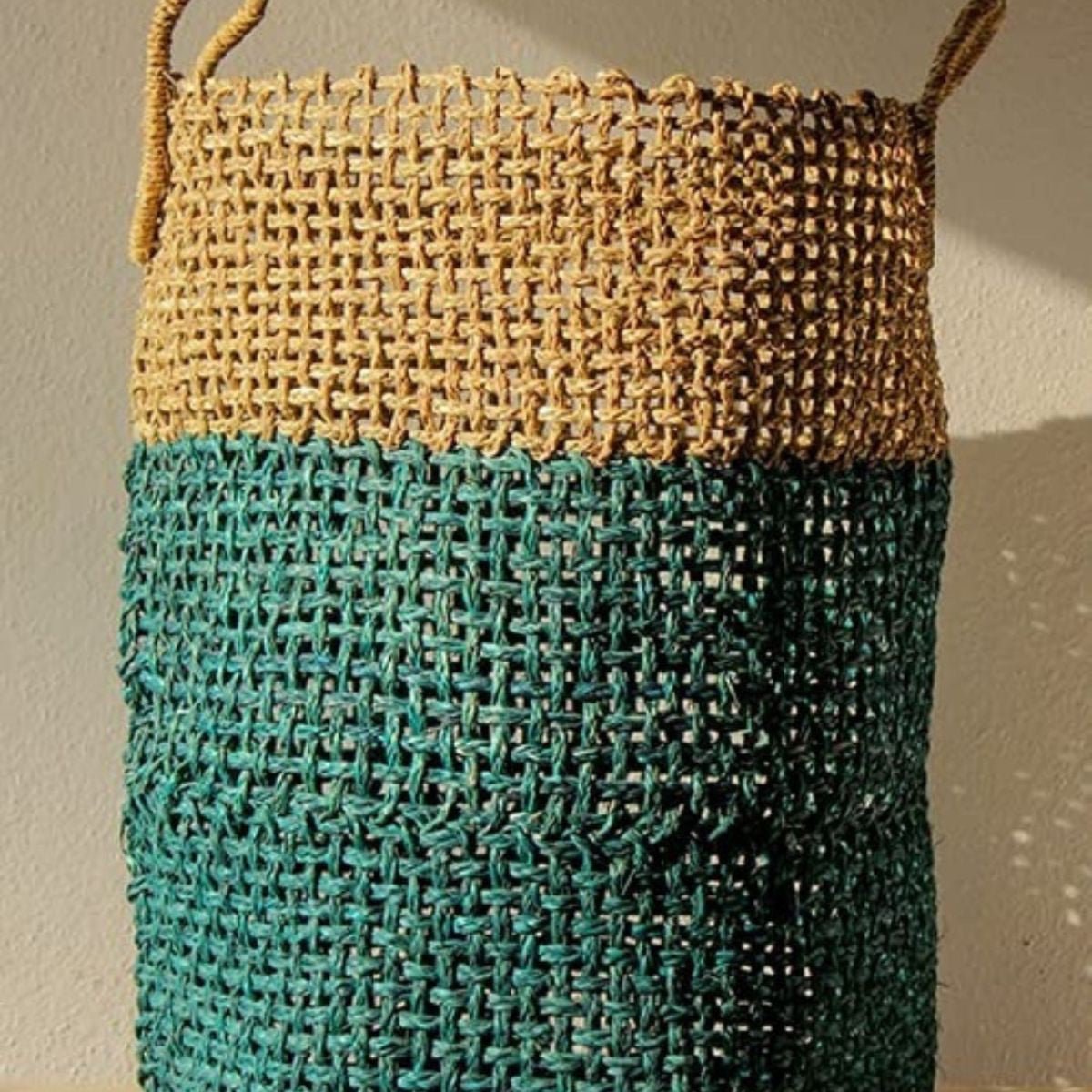 Handmade Sabai Grass Laundry Basket - Indigo | Verified Sustainable by Brown Living™