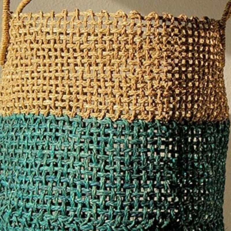 Handmade Sabai Grass Laundry Basket - Indigo | Verified Sustainable Baskets & Boxes on Brown Living™