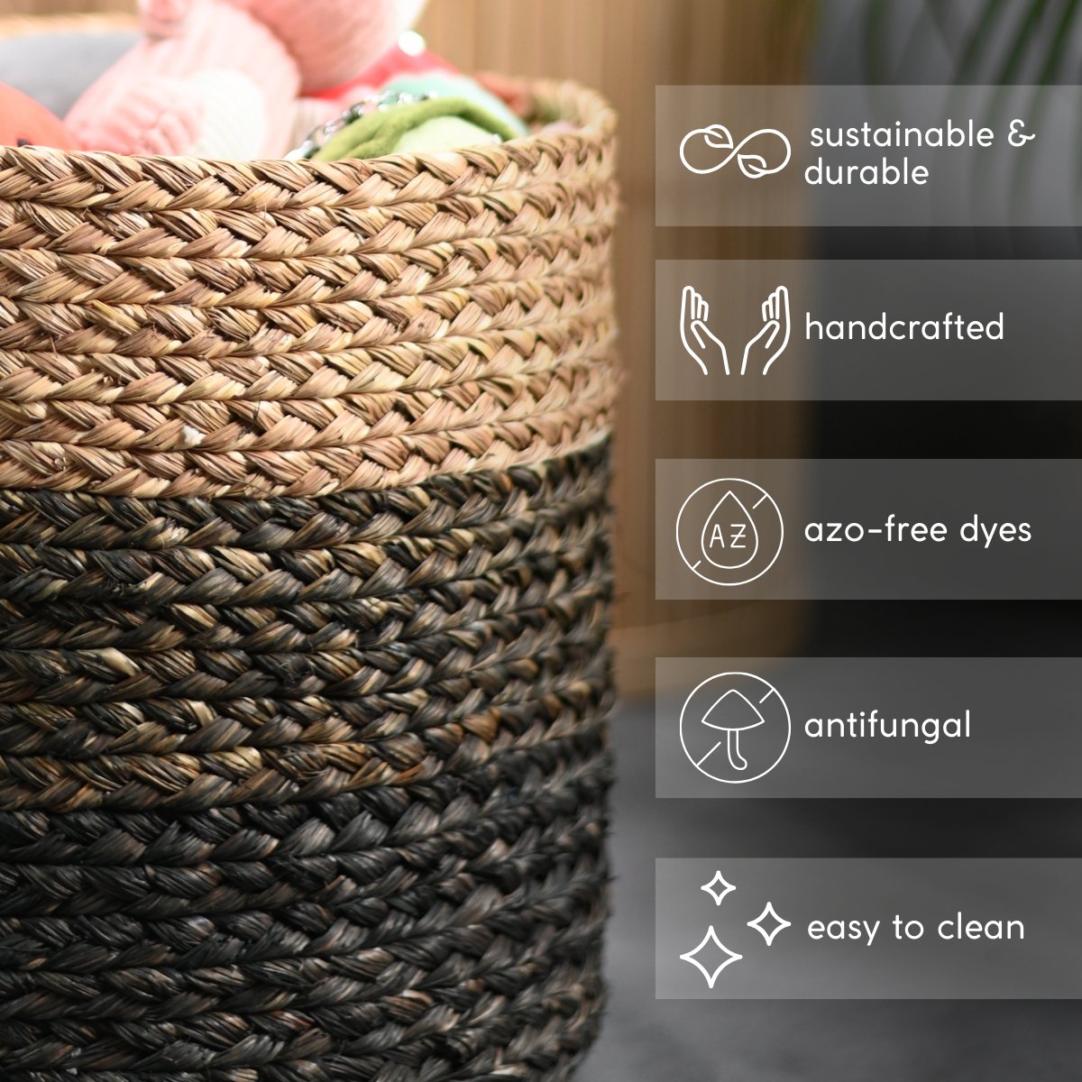 Handmade Sabai Grass Planter - Black | Verified Sustainable by Brown Living™