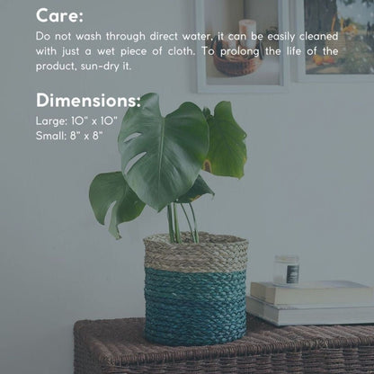 Handmade Sabai Grass Planter - Indigo | Verified Sustainable by Brown Living™