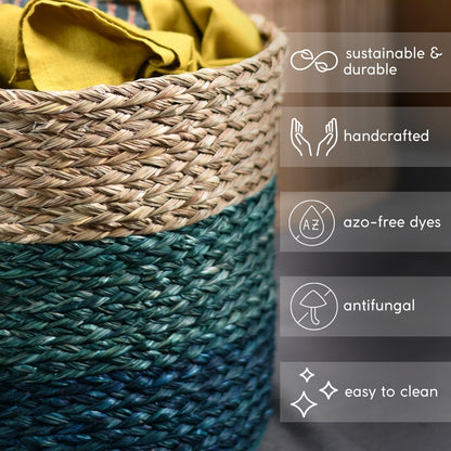 Handmade Sabai Grass Planter - Indigo | Verified Sustainable by Brown Living™