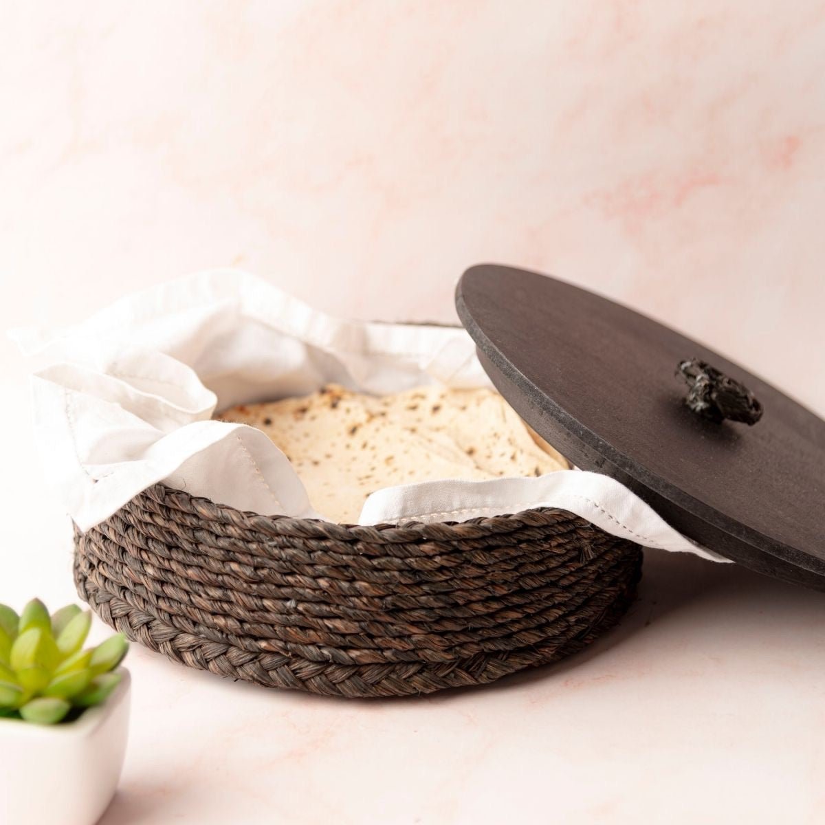 Handmade Sabai Grass Roti Box - Black | Verified Sustainable by Brown Living™