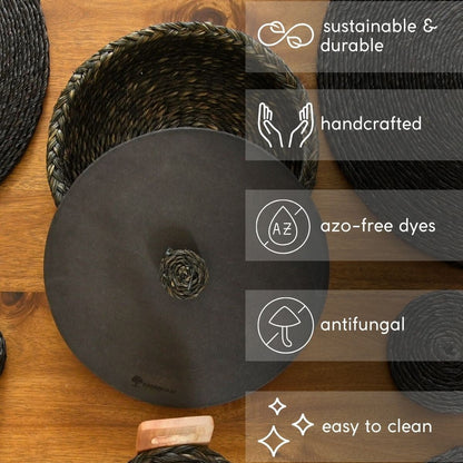 Handmade Sabai Grass Roti Box - Black | Verified Sustainable by Brown Living™