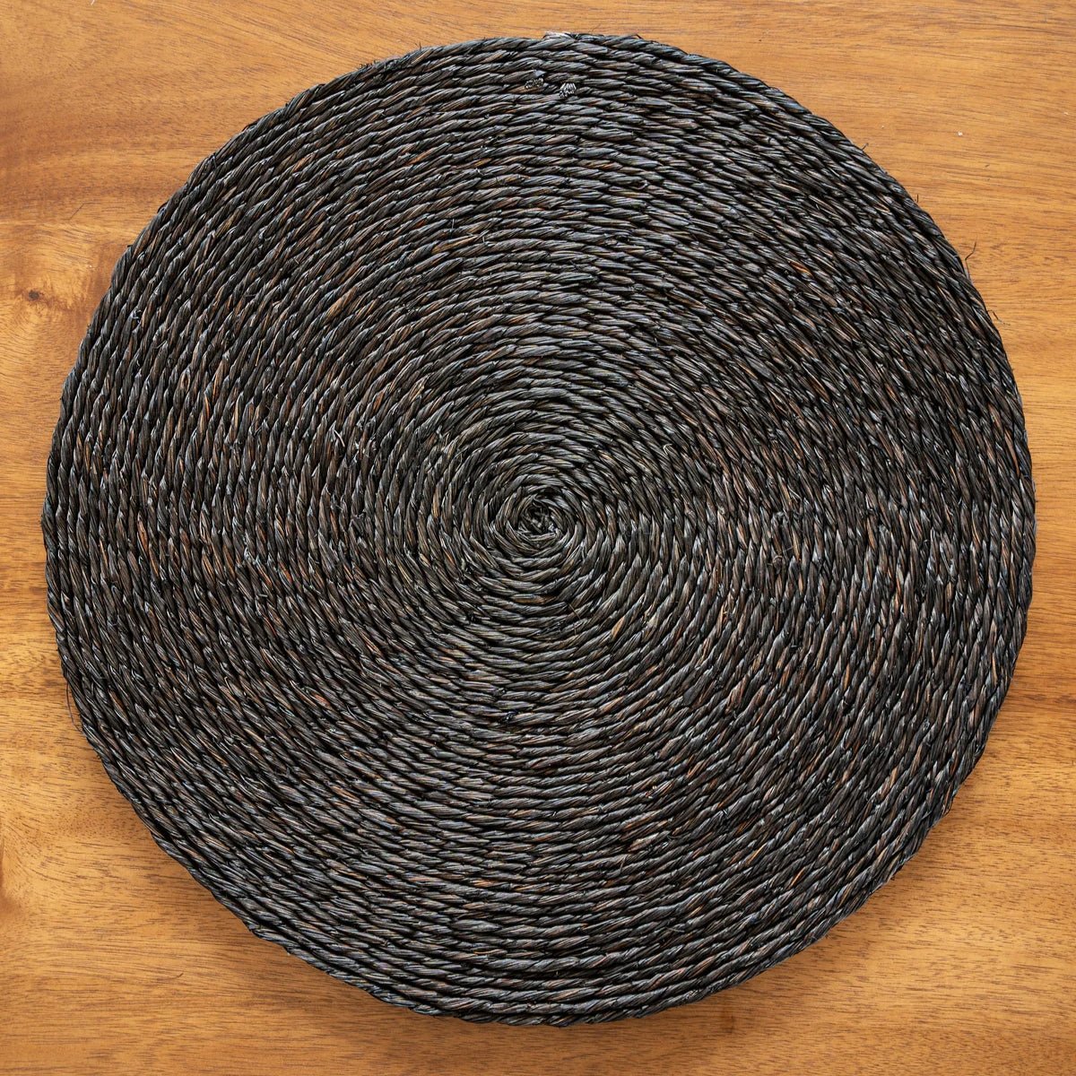 Handmade Sabai Grass Round Mats - Black | Verified Sustainable by Brown Living™