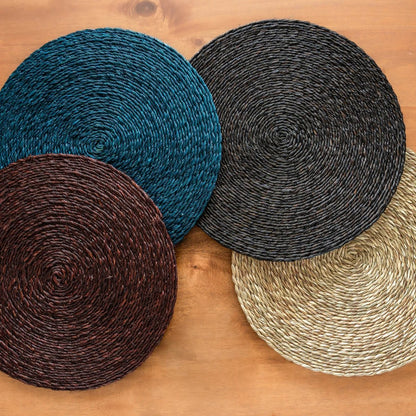 Handmade Sabai Grass Round Mats - Set of 4 | Verified Sustainable by Brown Living™