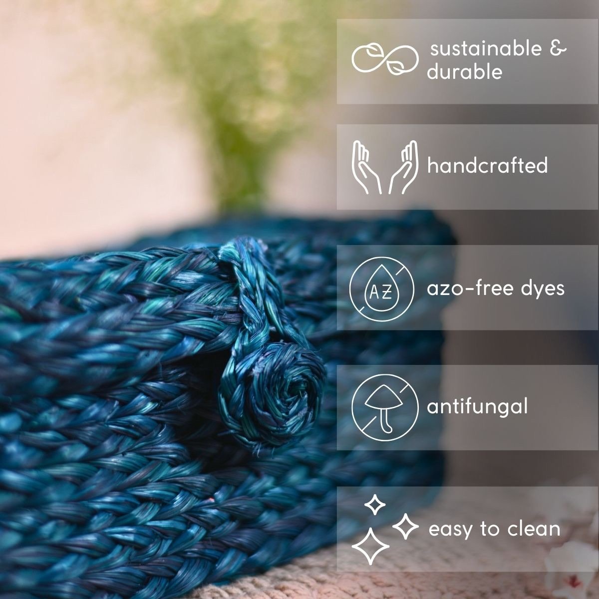 Handmade Sabai Grass Sandook - Indigo | Verified Sustainable by Brown Living™