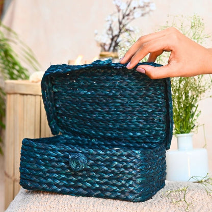 Handmade Sabai Grass Sandook - Indigo | Verified Sustainable by Brown Living™