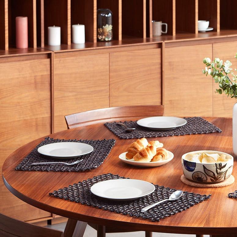 Handmade Sabai Grass Table Mat (Set of 6) – Table Decor by Kadam Haat available on Brown Living™. Black . SKU: MS6S38BLK - NEW. Img 6.