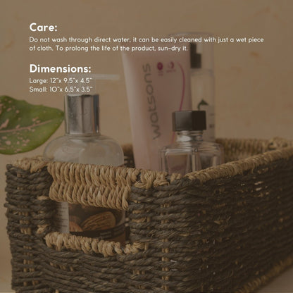 Handmade Sabai Grass Towel Basket - Black | Verified Sustainable by Brown Living™