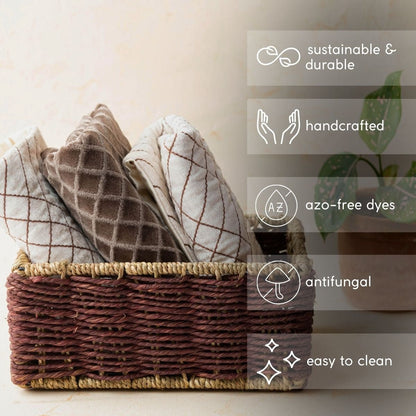 Handmade Sabai Grass Towel Basket - Brown | Verified Sustainable by Brown Living™