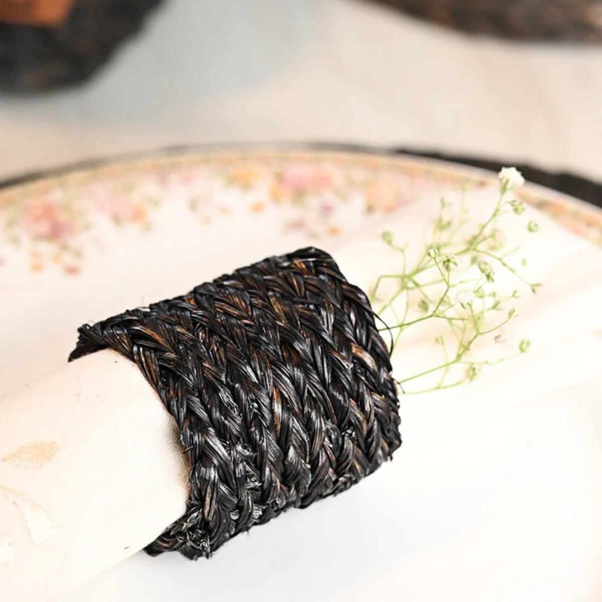 Handmade Sabai Napkin Rings - Black | Verified Sustainable by Brown Living™