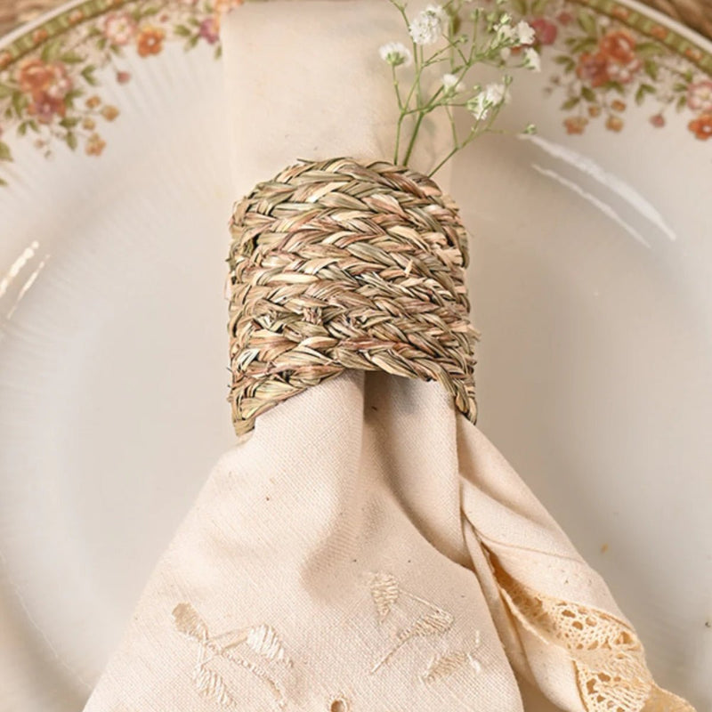 Handmade Sabai Napkin Rings - Natural | Verified Sustainable Table Decor on Brown Living™