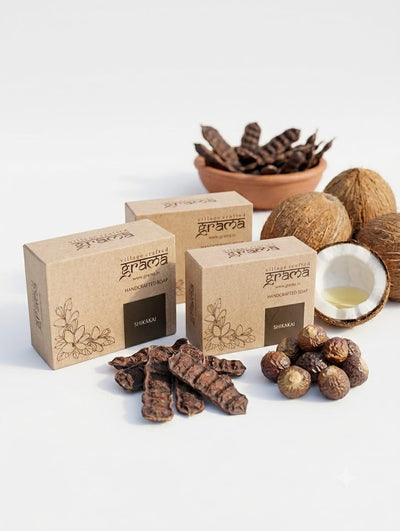 Handmade Shikakai Body Soap, 125g | Pack of 2 & 3 (Hot Process) – Body Soap on Brown Living™. SKU: Shikakaisoap3. Img 9.