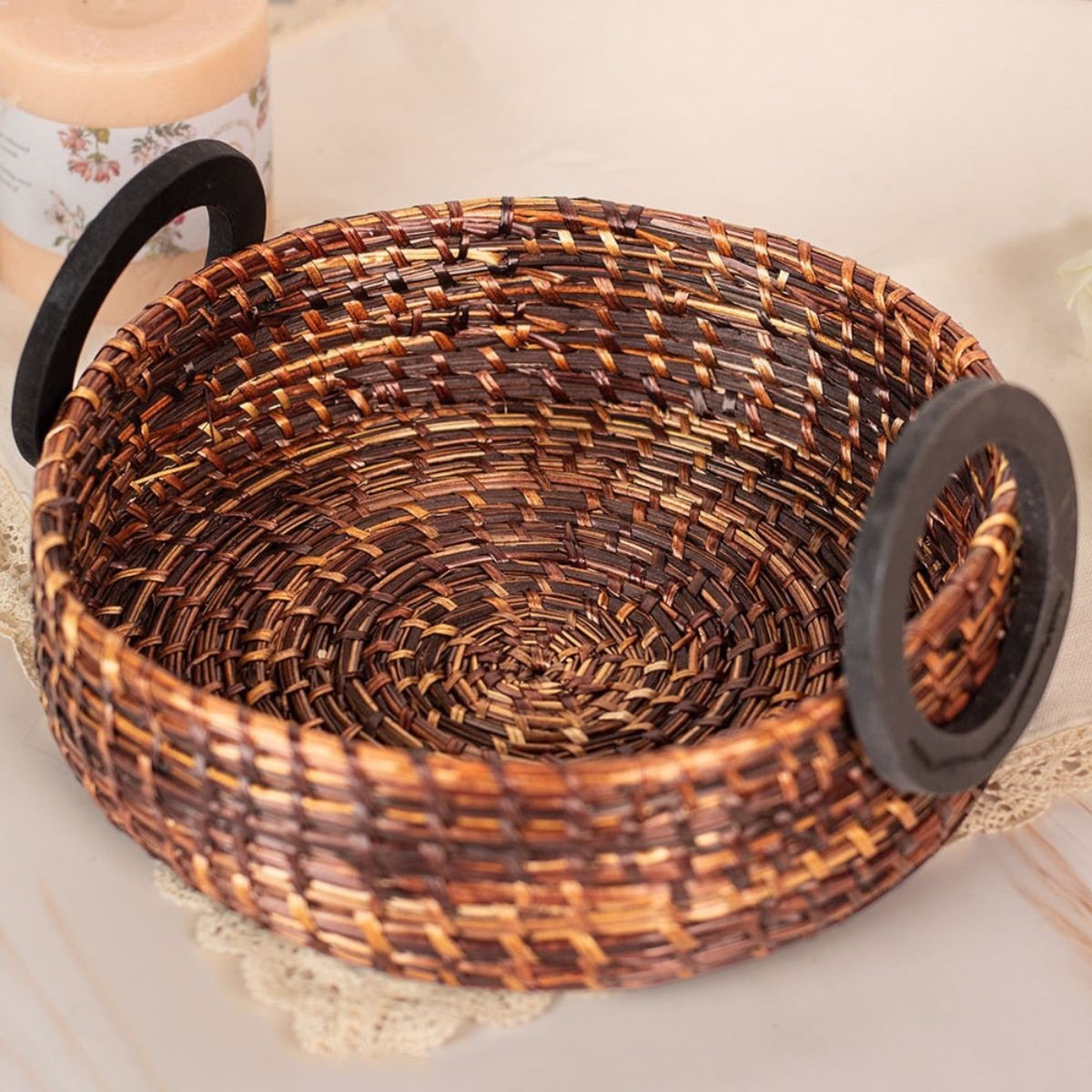 Handmade Sikki Grass Multipurpose Round Tray | Verified Sustainable by Brown Living™