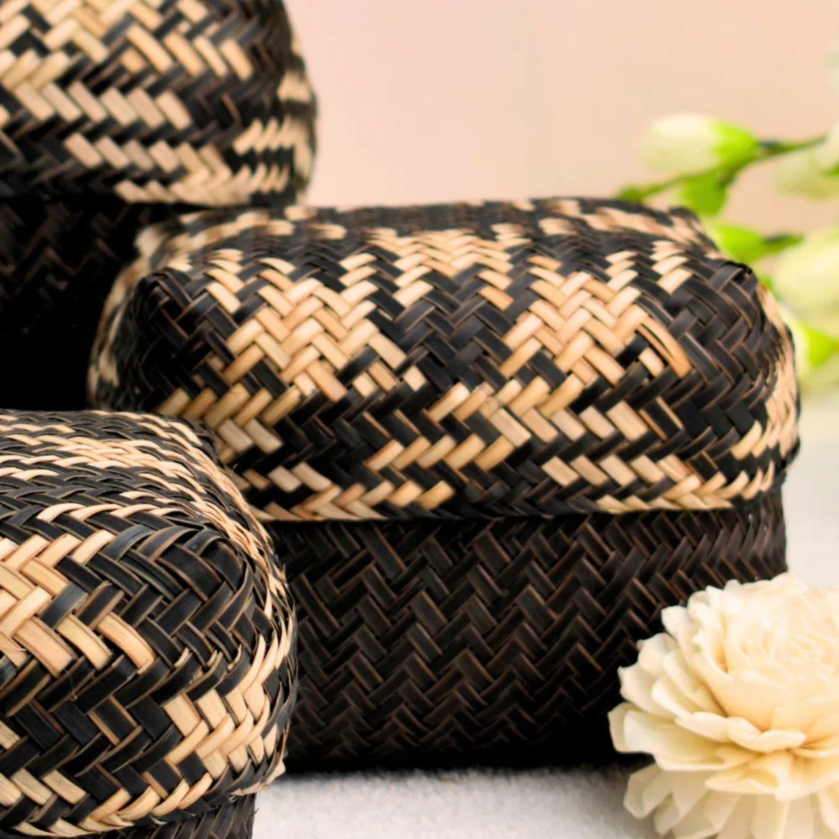 Handmade Sitalpati Gift Box - Black & Natural | Verified Sustainable by Brown Living™