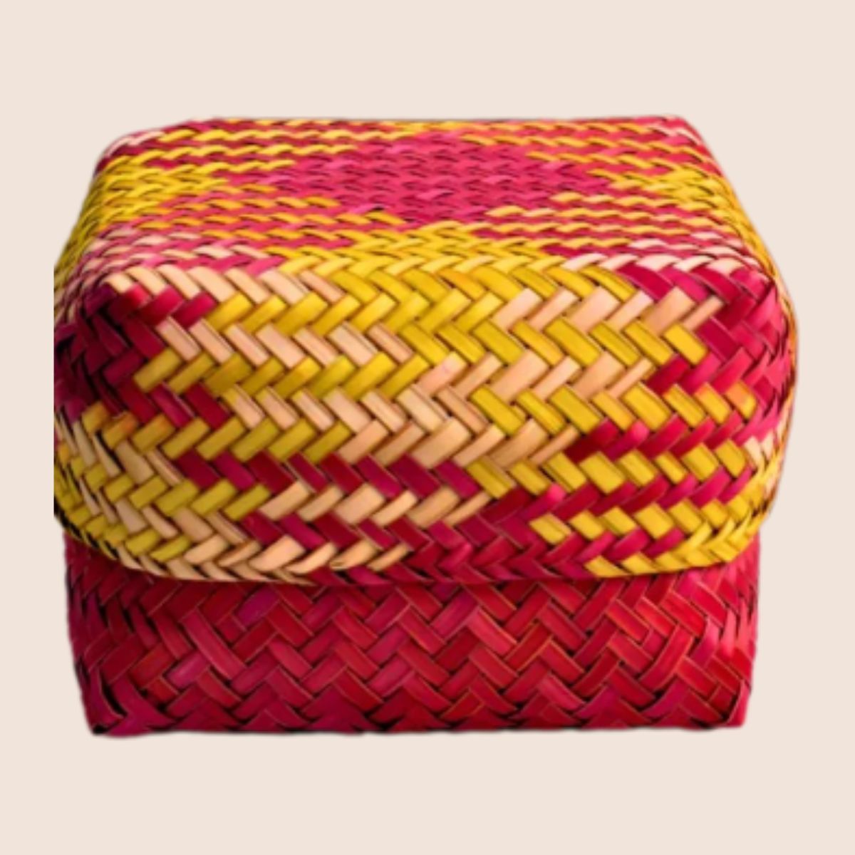 Handmade Sitalpati Gift Box - Red & Yellow | Verified Sustainable by Brown Living™