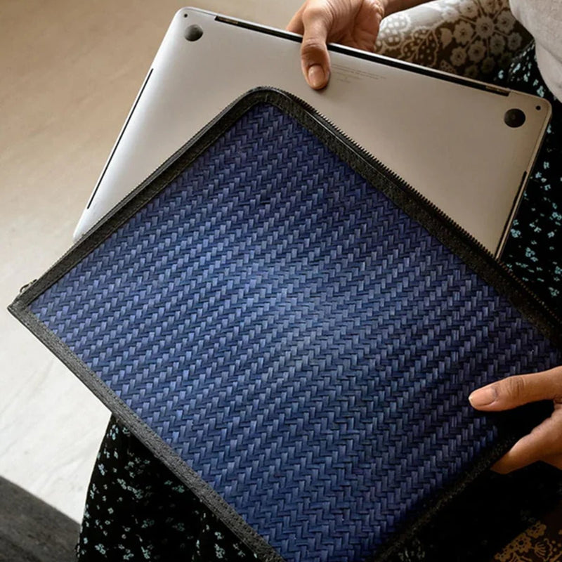 Handmade Sitalpati Laptop Sleeve - Blue | Verified Sustainable Laptop Sleeve on Brown Living™