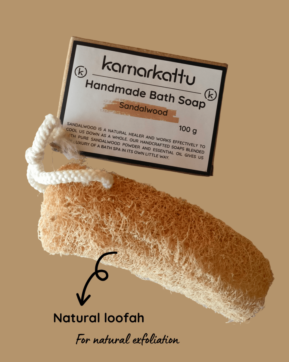 Handmade Spa bars - Rose & Sandalwood – Body Soap by Kamarkattu Ecostore available on Brown Living™. Rose Soap - Pack Of 2 Without Soap Dish. SKU: rs2withloofah. Img 3.