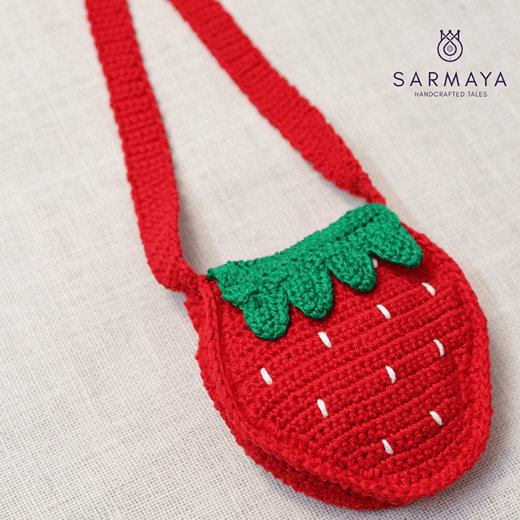 Handmade Strawberry Crochet Bag – Kids Bags on Brown Living™. SKU: SARKID09. Img 7.