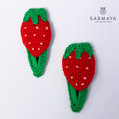 Handmade Strawberry Crochet Hairclip (Set of 2) – Womens Accessories on Brown Living™. SKU: SARKID11. Img 2.