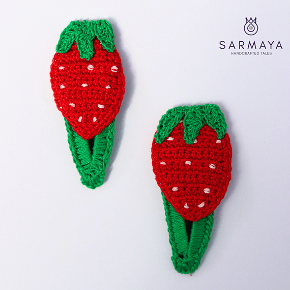 Handmade Strawberry Crochet Hairclip (Set of 2) – Womens Accessories on Brown Living™. SKU: SARKID11. Img 2.