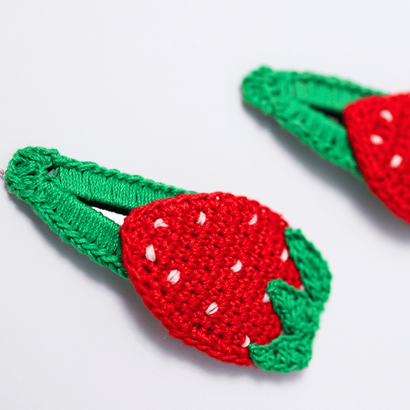 Handmade Strawberry Crochet Hairclip (Set of 2) – Womens Accessories on Brown Living™. SKU: SARKID11. Img 3.