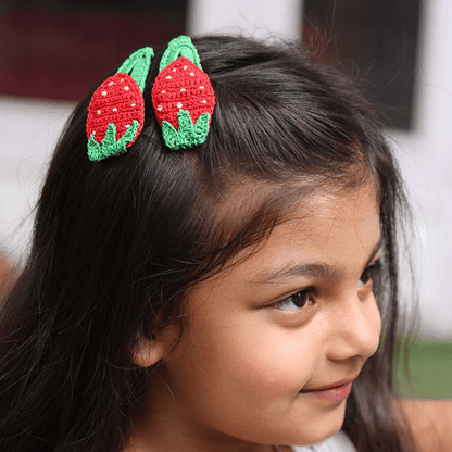 Handmade Strawberry Crochet Hairclip (Set of 2) – Womens Accessories on Brown Living™. SKU: SARKID11. Img 1.