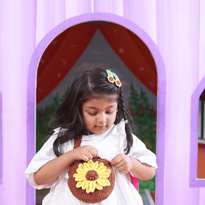 Handmade Sunflower Crochet Bag – Kids Bags on Brown Living™. SKU: SARKID05. Img 4.