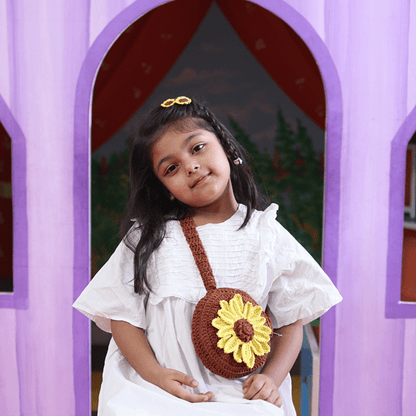 Handmade Sunflower Crochet Bag – Kids Bags on Brown Living™. SKU: SARKID05. Img 3.