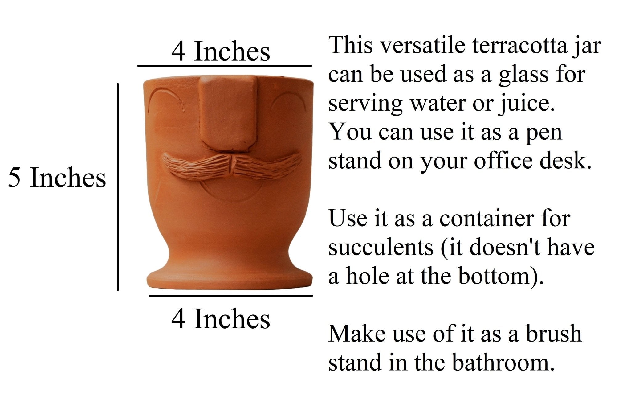 Handmade Terracotta Face Design Glass | Verified Sustainable by Brown Living™