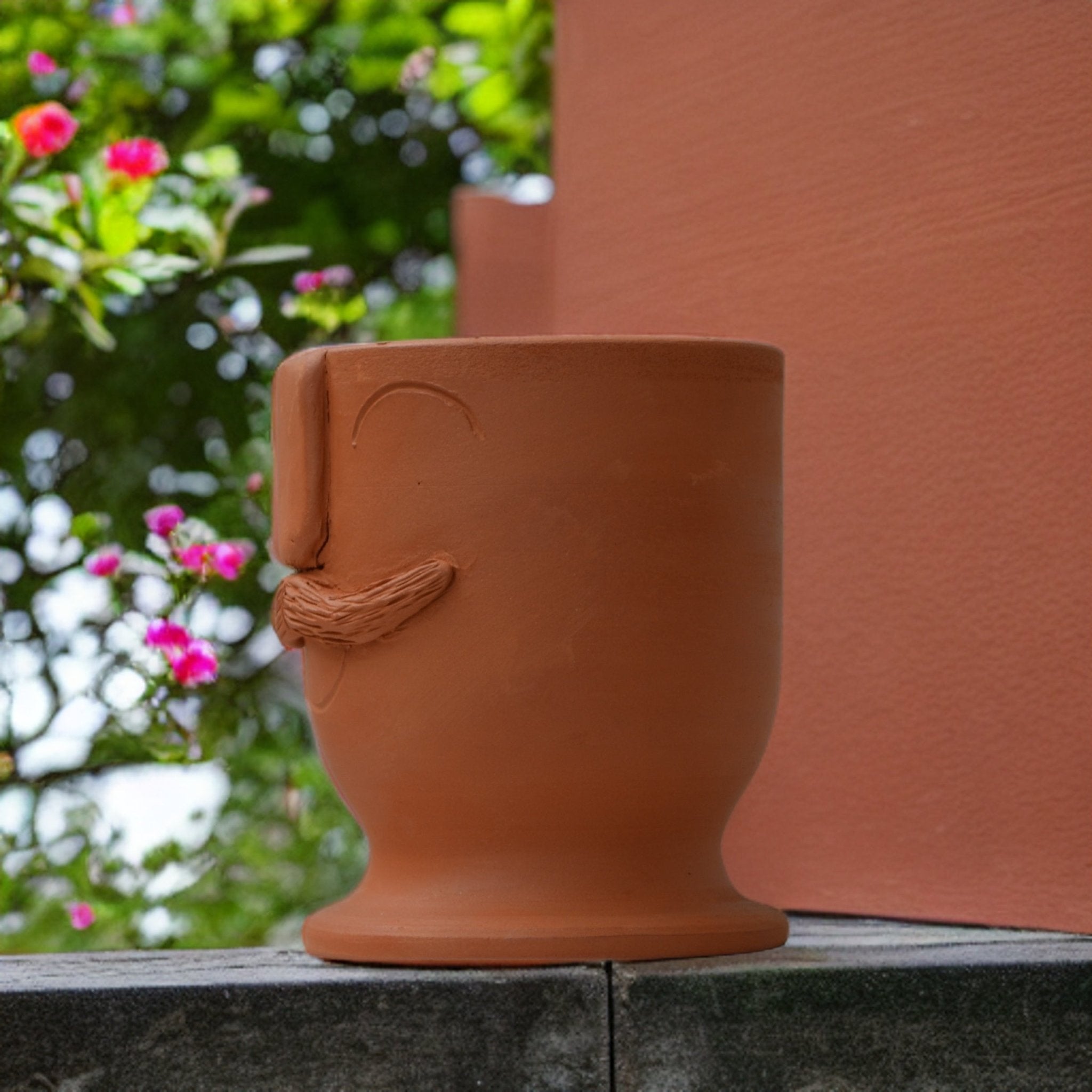 Handmade Terracotta Face Design Glass | Verified Sustainable by Brown Living™