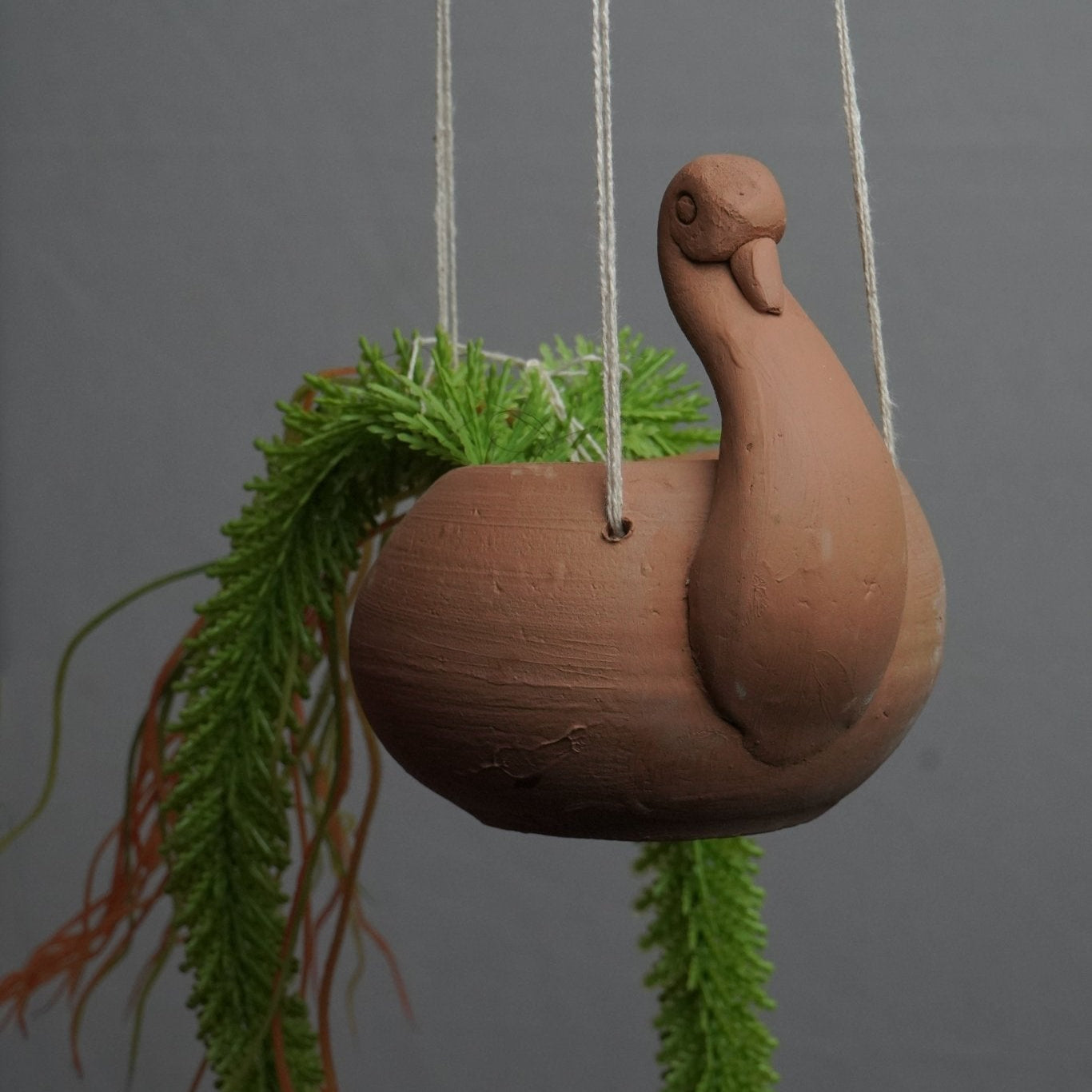 Handmade Terracotta Hanging Planter Duck | Verified Sustainable by Brown Living™