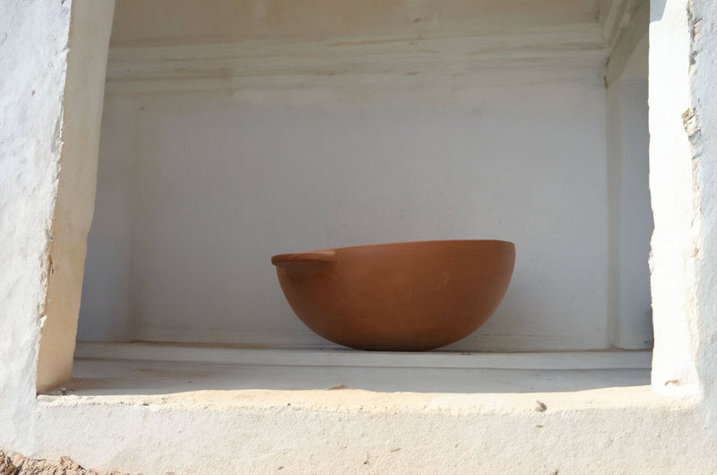Handmade Terracotta Kadai / Serving Bowl with Lid | Verified Sustainable Cookware on Brown Living™