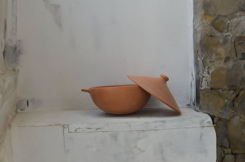 Handmade Terracotta Kadai / Serving Bowl with Lid | Verified Sustainable Cookware on Brown Living™