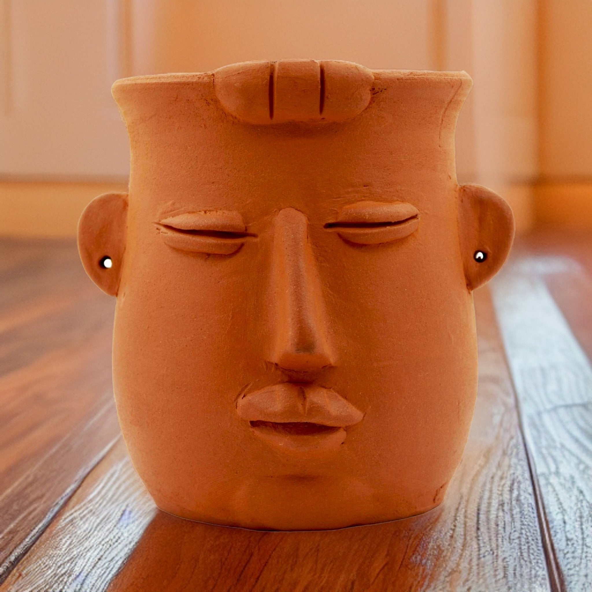 Handmade Terracotta Table Top Planter Baby Face | Verified Sustainable by Brown Living™