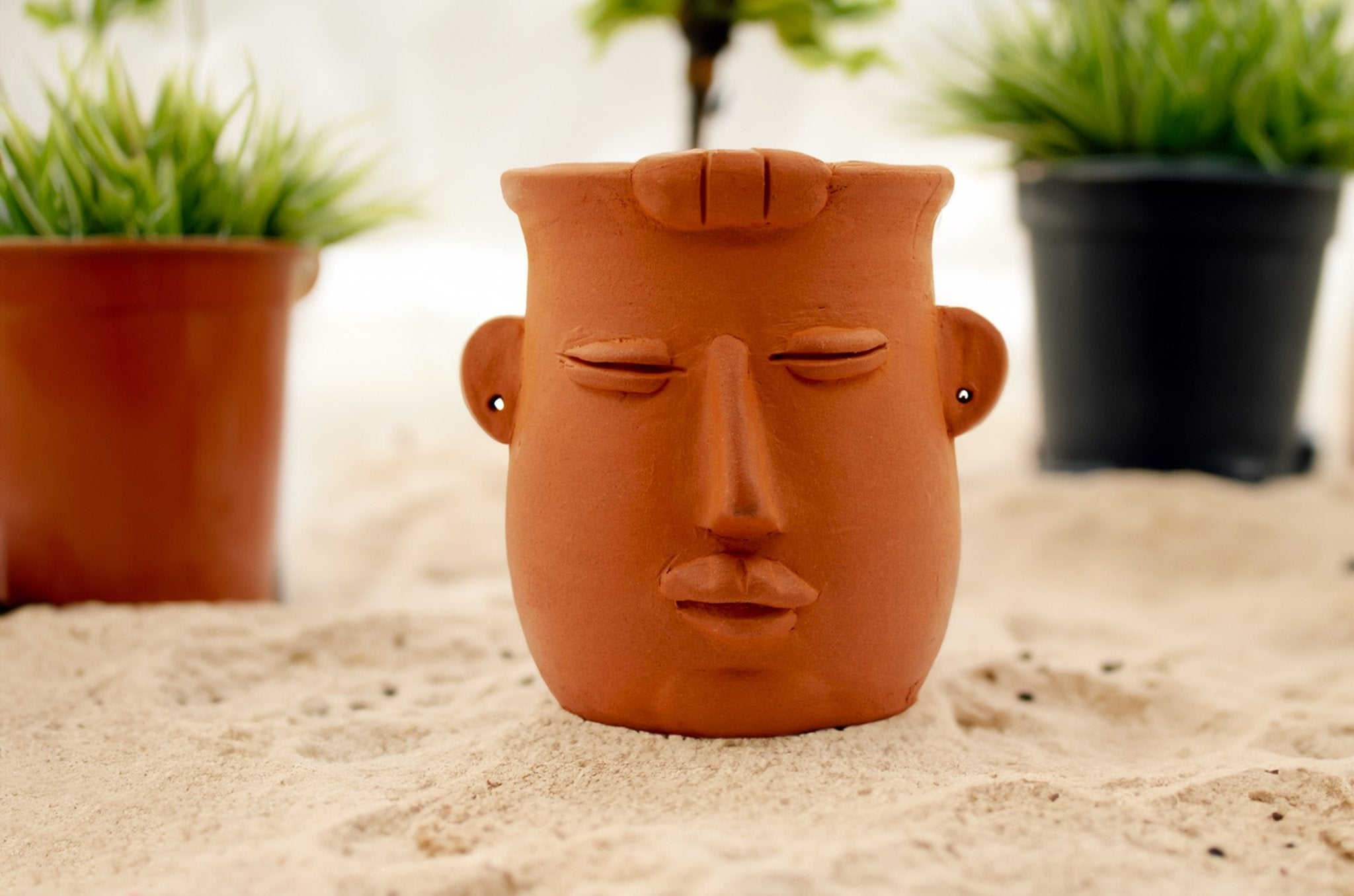 Handmade Terracotta Table Top Planter Baby Face | Verified Sustainable by Brown Living™